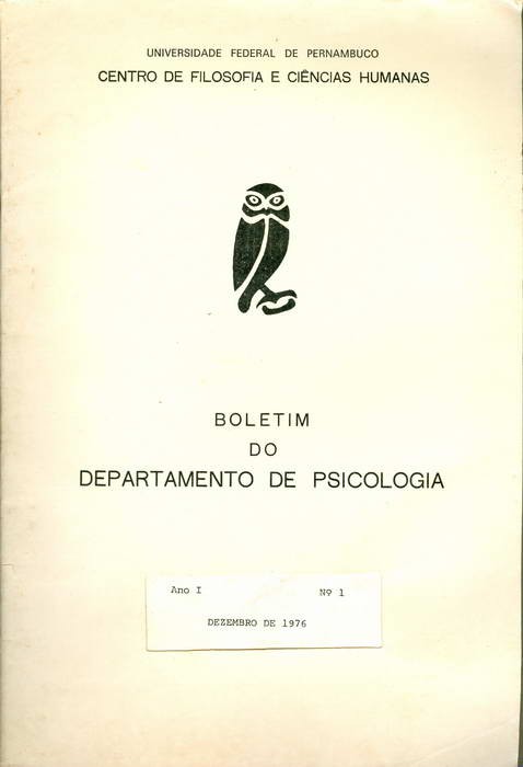 Boletim do Departamento de Psicologia - Nº 1 - Dezembro de 1976