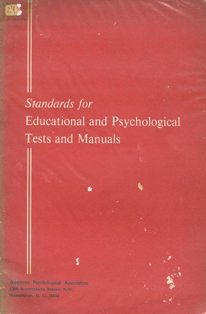 Standards for Educational and Psychological Tests and Manuals
