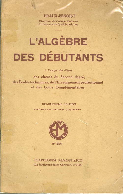 L'Algèbre des  Débutants