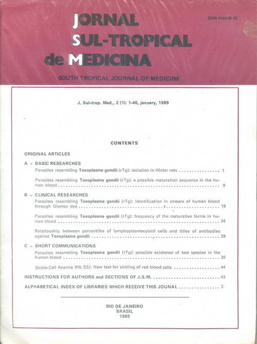 Jornal Sul - Tropical de Medicina - Janeiro - 1989