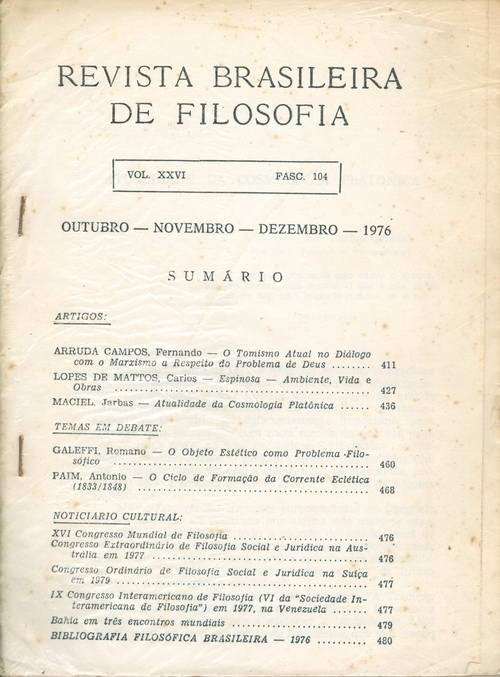 Revista Brasileira de Filosofia - Volume XXVI - Fascículo 104