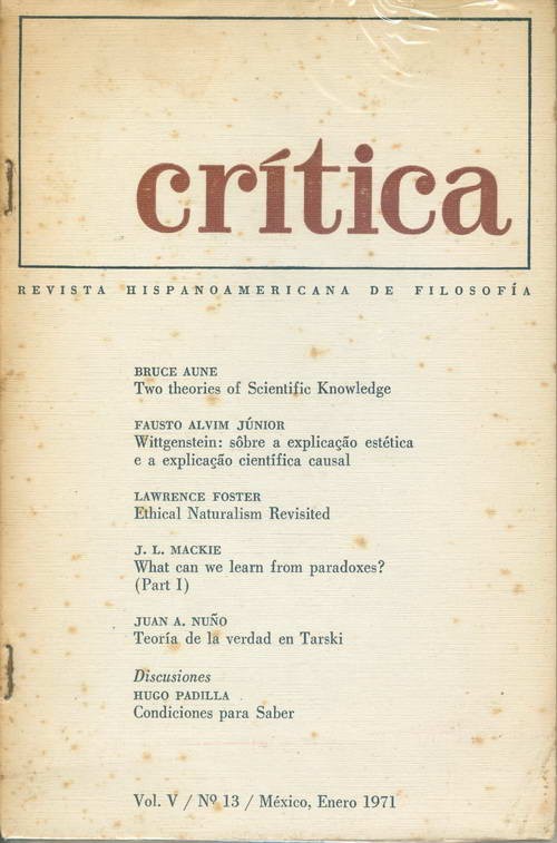 Crítica - Revista Hispanoamericana de Filosofia - Volume V - N° 13