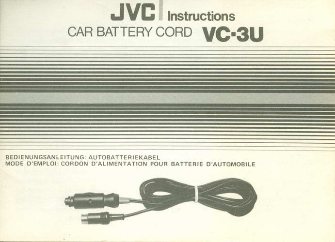 Car Battery Cord - VC-3U - JVC - Instructions